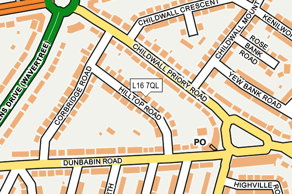 L16 7QL map - OS OpenMap – Local (Ordnance Survey)