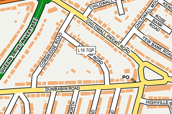 L16 7QP map - OS OpenMap – Local (Ordnance Survey)