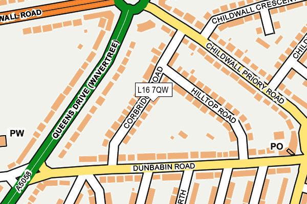 L16 7QW map - OS OpenMap – Local (Ordnance Survey)