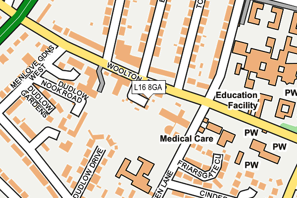 L16 8GA map - OS OpenMap – Local (Ordnance Survey)