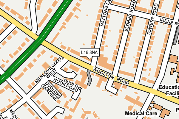 L16 8NA map - OS OpenMap – Local (Ordnance Survey)