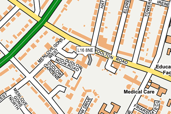 L16 8NE map - OS OpenMap – Local (Ordnance Survey)
