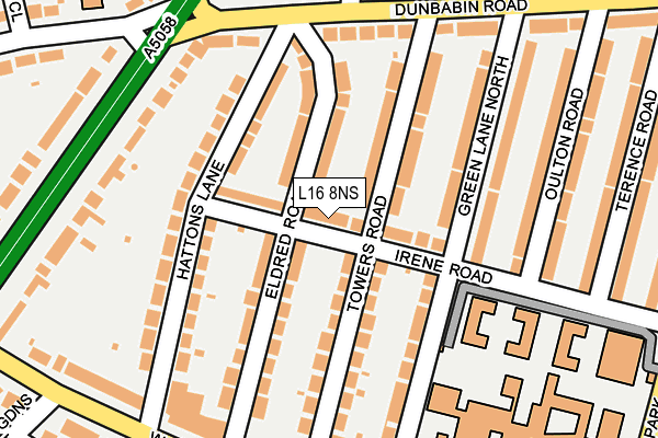 L16 8NS map - OS OpenMap – Local (Ordnance Survey)
