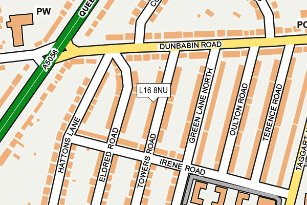 L16 8NU map - OS OpenMap – Local (Ordnance Survey)