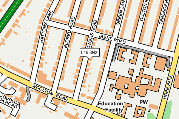 L16 8NX map - OS OpenMap – Local (Ordnance Survey)