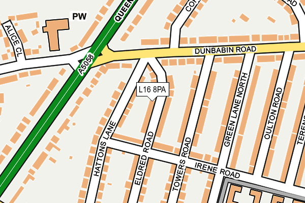 L16 8PA map - OS OpenMap – Local (Ordnance Survey)