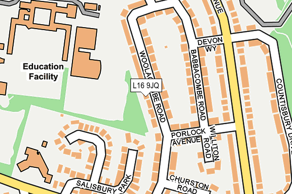 L16 9JQ map - OS OpenMap – Local (Ordnance Survey)