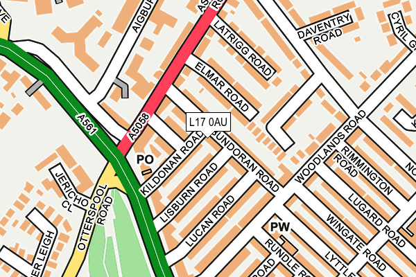 L17 0AU map - OS OpenMap – Local (Ordnance Survey)