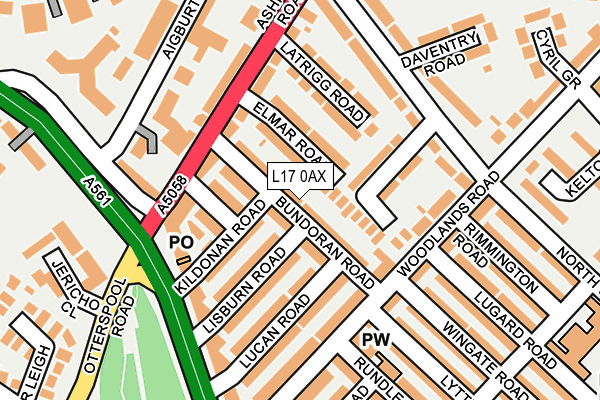 L17 0AX map - OS OpenMap – Local (Ordnance Survey)