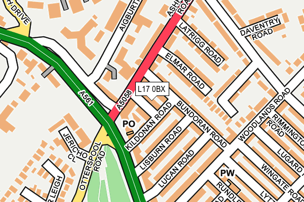 L17 0BX map - OS OpenMap – Local (Ordnance Survey)