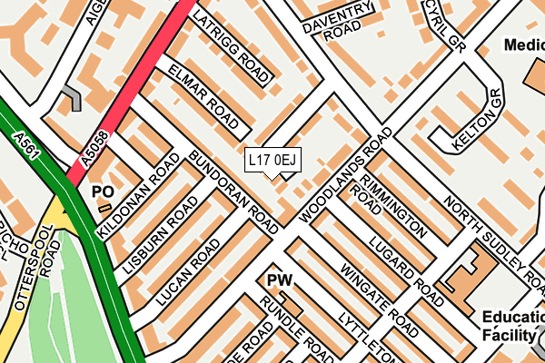 L17 0EJ map - OS OpenMap – Local (Ordnance Survey)