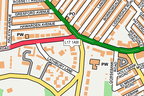 L17 1AW map - OS OpenMap – Local (Ordnance Survey)