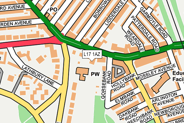 L17 1AZ map - OS OpenMap – Local (Ordnance Survey)