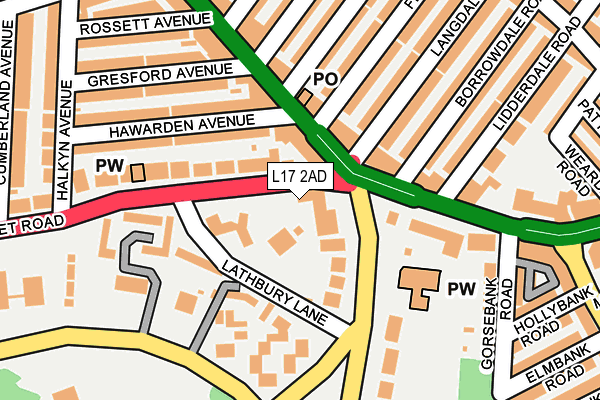 L17 2AD map - OS OpenMap – Local (Ordnance Survey)