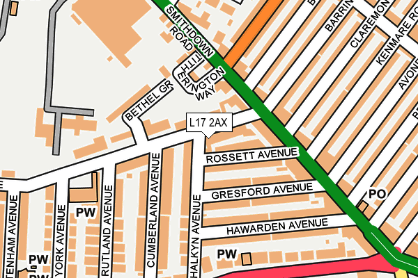 L17 2AX map - OS OpenMap – Local (Ordnance Survey)