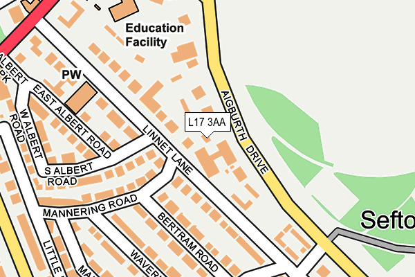 L17 3AA map - OS OpenMap – Local (Ordnance Survey)