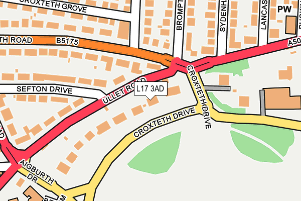 L17 3AD map - OS OpenMap – Local (Ordnance Survey)