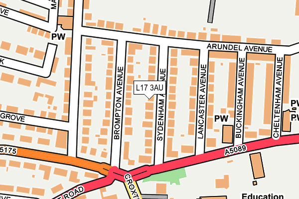 L17 3AU map - OS OpenMap – Local (Ordnance Survey)