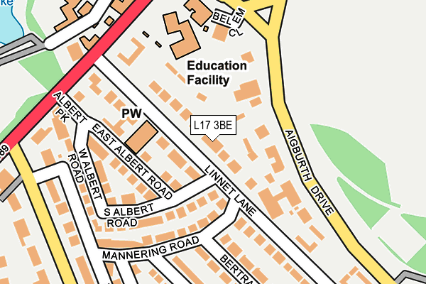 L17 3BE map - OS OpenMap – Local (Ordnance Survey)