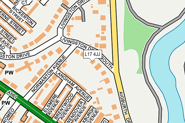 L17 4JJ map - OS OpenMap – Local (Ordnance Survey)