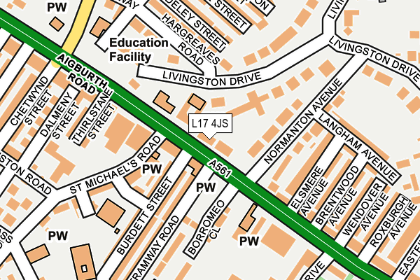 L17 4JS map - OS OpenMap – Local (Ordnance Survey)