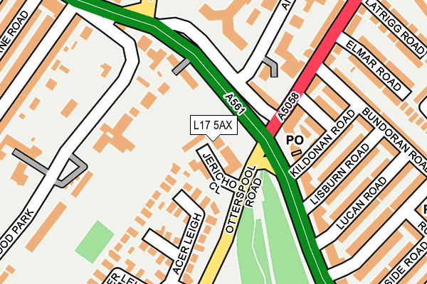 L17 5AX map - OS OpenMap – Local (Ordnance Survey)