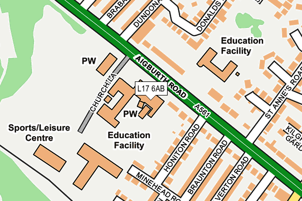 L17 6AB map - OS OpenMap – Local (Ordnance Survey)