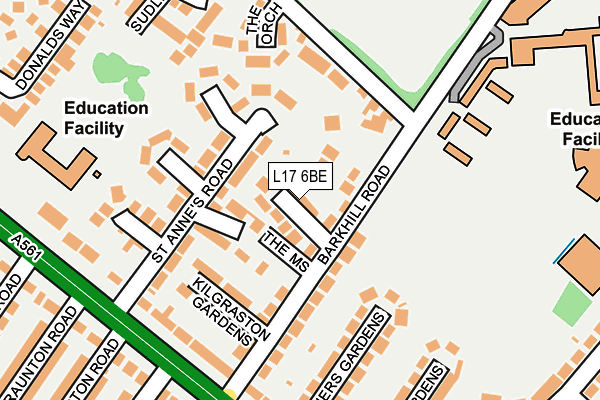 L17 6BE map - OS OpenMap – Local (Ordnance Survey)