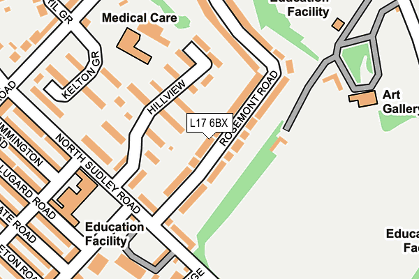 L17 6BX map - OS OpenMap – Local (Ordnance Survey)