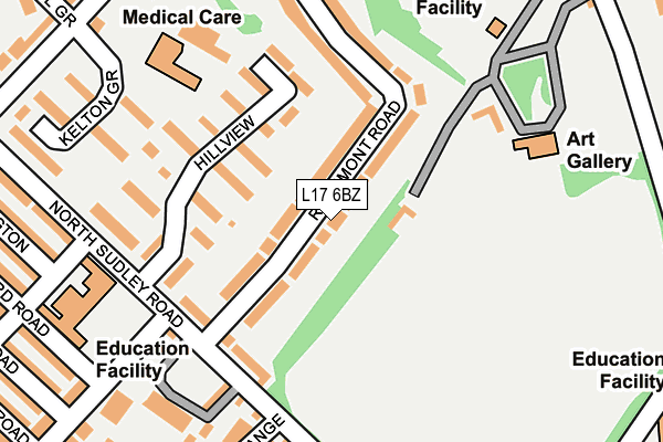 L17 6BZ map - OS OpenMap – Local (Ordnance Survey)