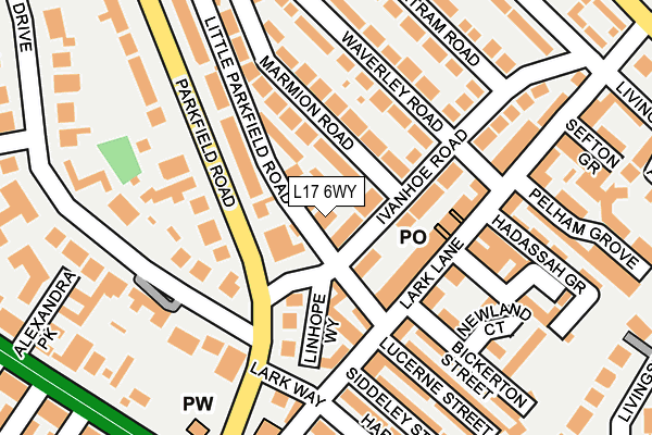 L17 6WY map - OS OpenMap – Local (Ordnance Survey)