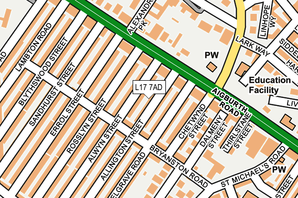 L17 7AD map - OS OpenMap – Local (Ordnance Survey)