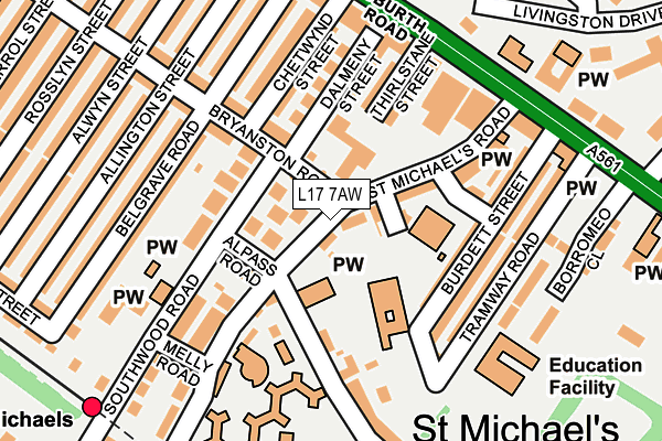 L17 7AW map - OS OpenMap – Local (Ordnance Survey)