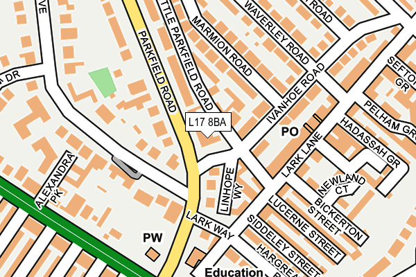 L17 8BA map - OS OpenMap – Local (Ordnance Survey)