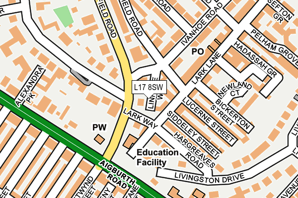 L17 8SW map - OS OpenMap – Local (Ordnance Survey)