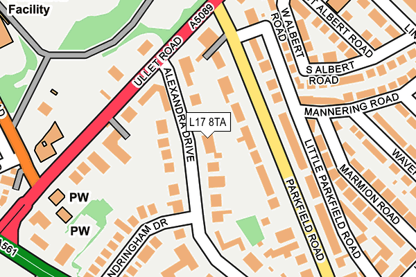 L17 8TA map - OS OpenMap – Local (Ordnance Survey)