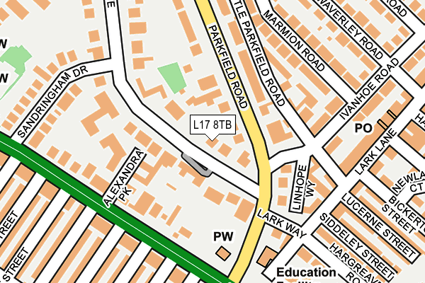 L17 8TB map - OS OpenMap – Local (Ordnance Survey)