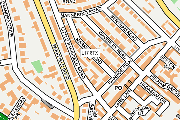 L17 8TX map - OS OpenMap – Local (Ordnance Survey)