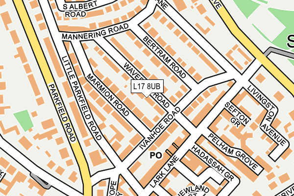 L17 8UB map - OS OpenMap – Local (Ordnance Survey)