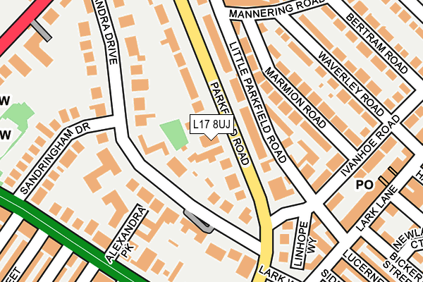 L17 8UJ map - OS OpenMap – Local (Ordnance Survey)