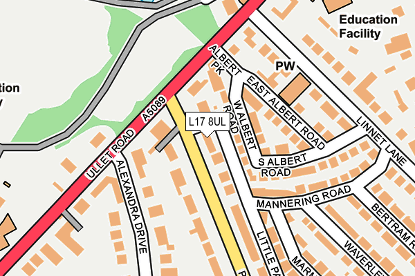 L17 8UL map - OS OpenMap – Local (Ordnance Survey)
