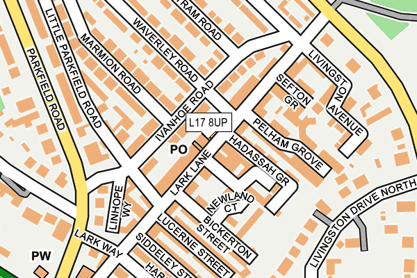 L17 8UP map - OS OpenMap – Local (Ordnance Survey)