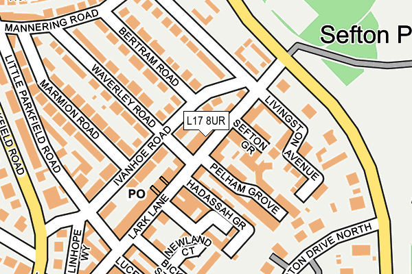L17 8UR map - OS OpenMap – Local (Ordnance Survey)