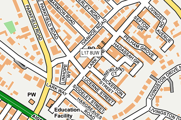 L17 8UW map - OS OpenMap – Local (Ordnance Survey)