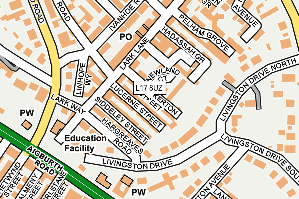 L17 8UZ map - OS OpenMap – Local (Ordnance Survey)