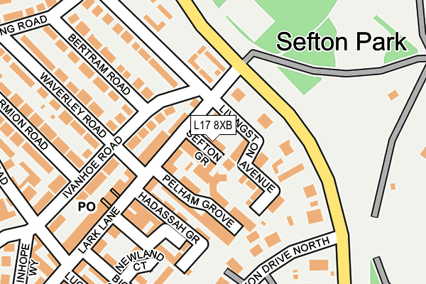 L17 8XB map - OS OpenMap – Local (Ordnance Survey)