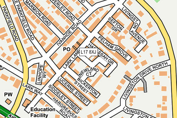 L17 8XJ map - OS OpenMap – Local (Ordnance Survey)