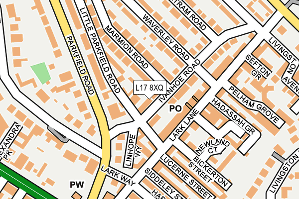 L17 8XQ map - OS OpenMap – Local (Ordnance Survey)