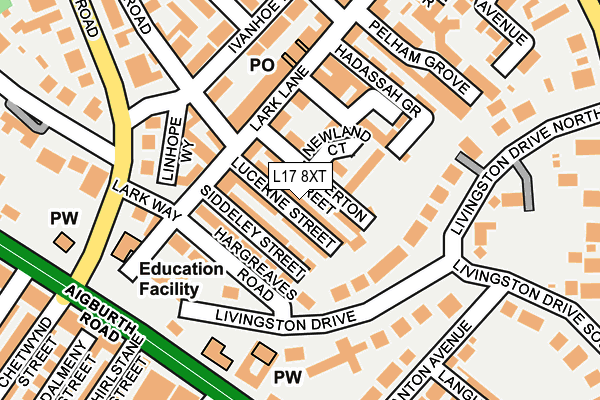 L17 8XT map - OS OpenMap – Local (Ordnance Survey)