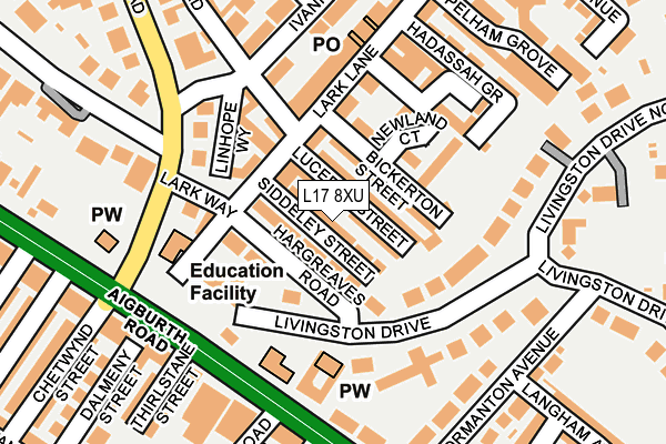 L17 8XU map - OS OpenMap – Local (Ordnance Survey)